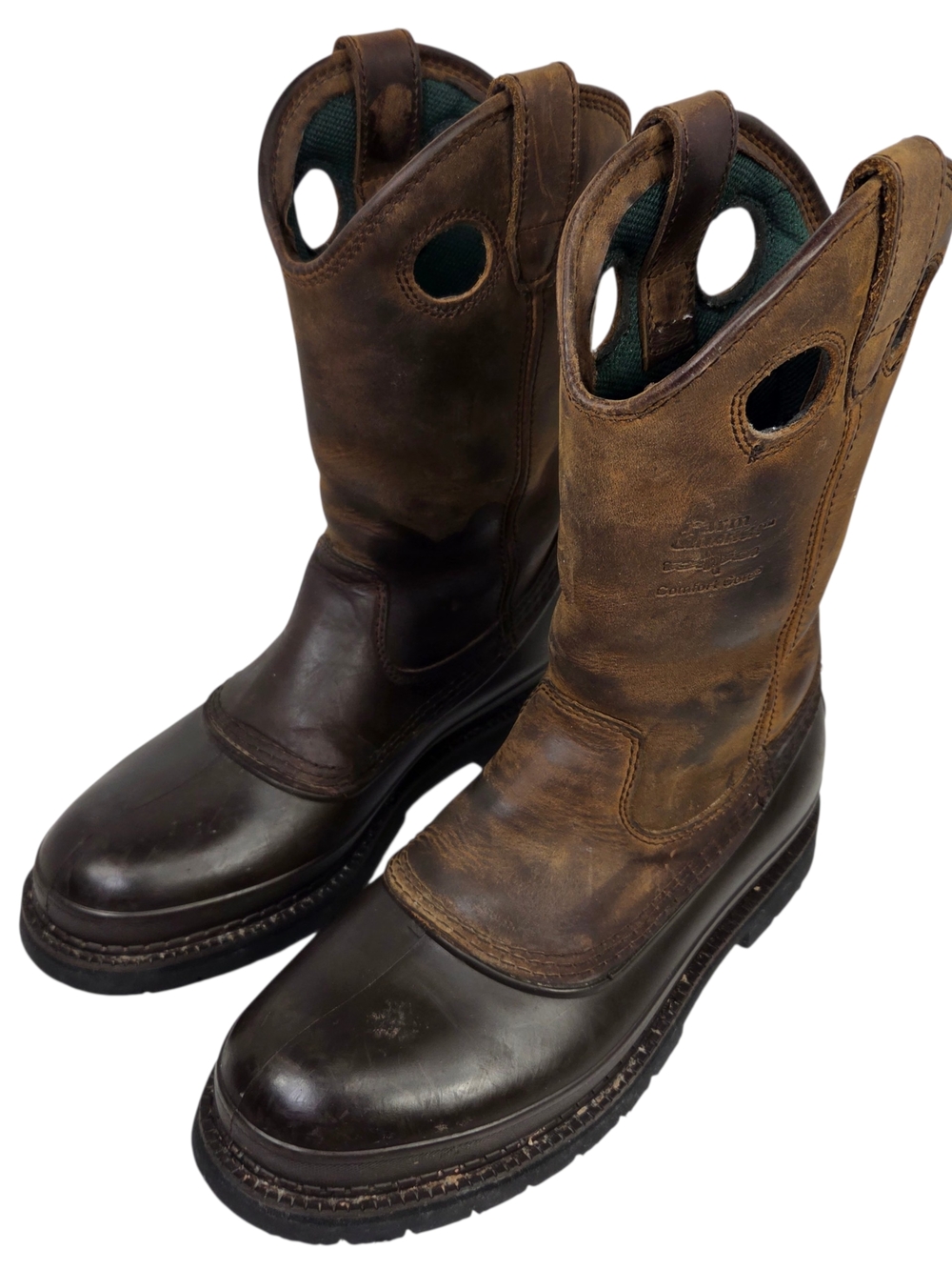 Georgia Boot Brown Leather Pull-On Western Work Boots. Size 7.5